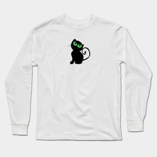 Glowing in the dark  black cat Halloween design Long Sleeve T-Shirt